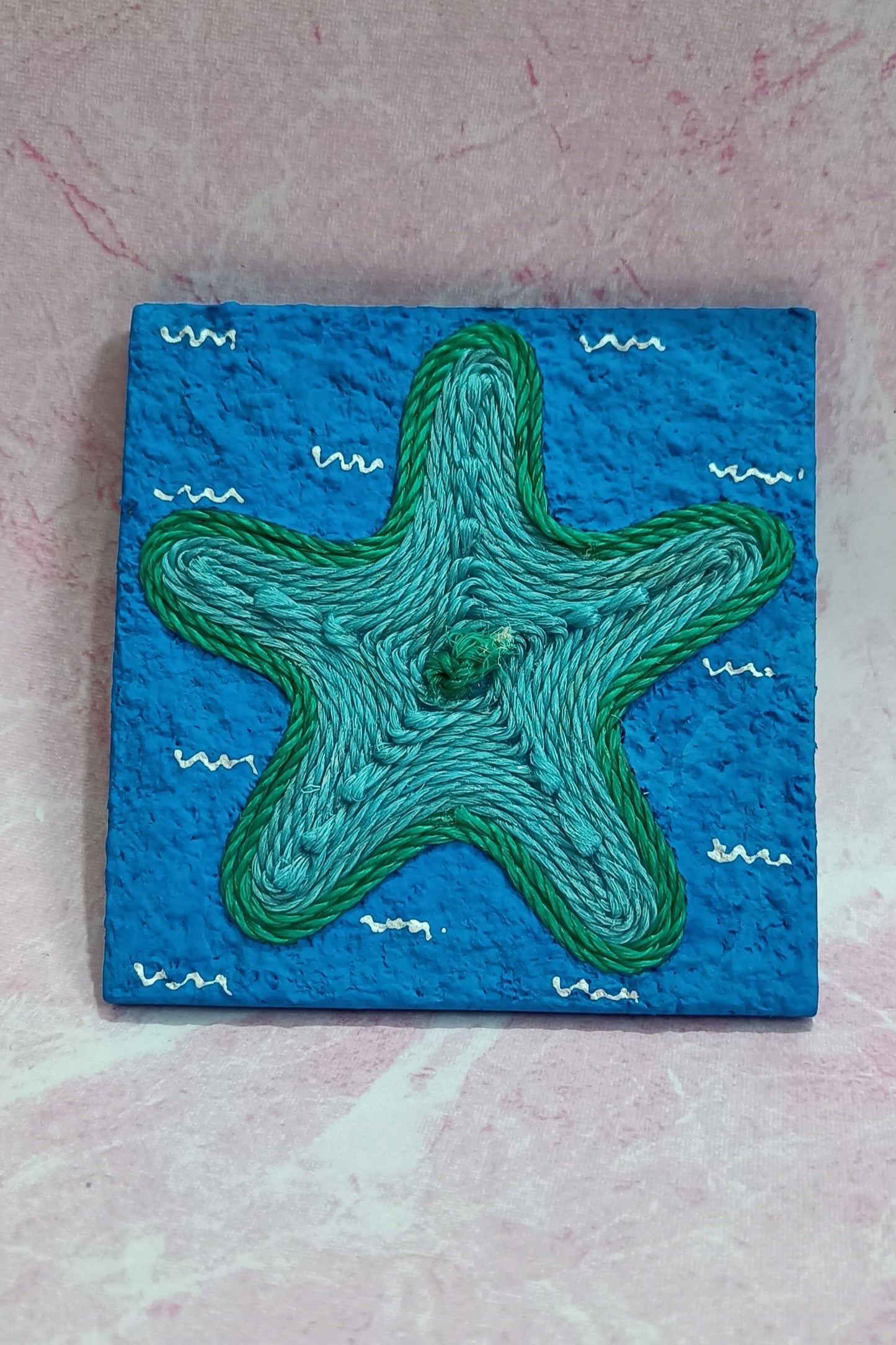 Green Starfish Discarded Fishing Net Artwork