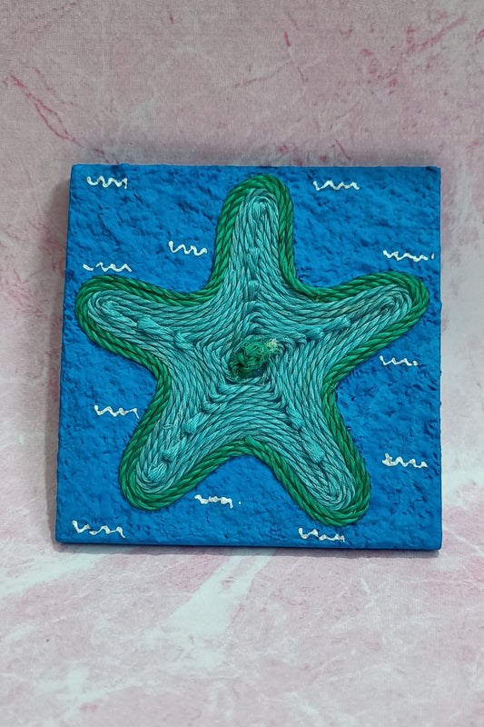 Green Starfish Discarded Fishing Net Artwork